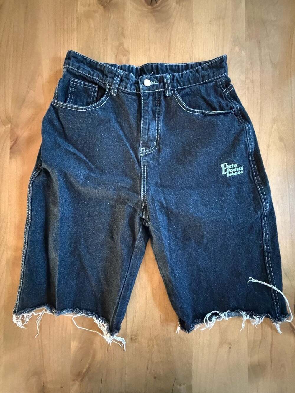 Diesel Denim Shorts Black Jean Jorts Plaid Pocket